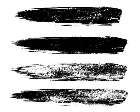 Set of black brush strokes, black and white grungy brush stroke brush bundle Stock Illustration