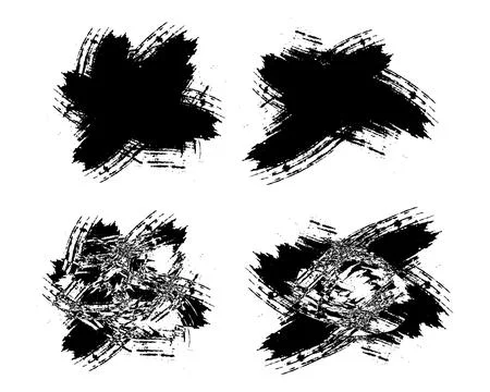 Set of black brush strokes, black and white grungy brush stroke brush bundle Stock Illustration