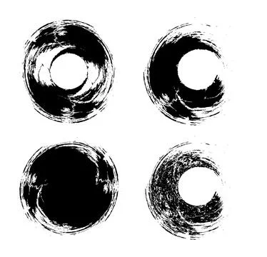 Set of black brush strokes, black and white grungy brush stroke brush bundle Stock Illustration