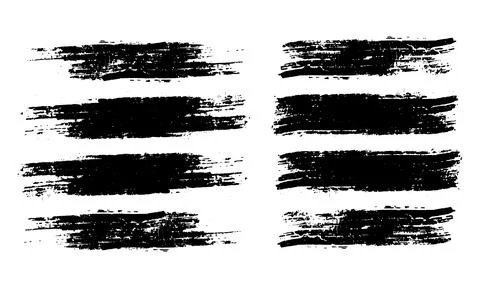 Set of black brush strokes, black and white grungy brush stroke brush bundle Stock Illustration