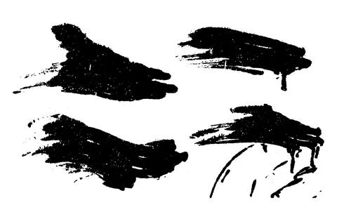 Set of black brush strokes, black and white grungy brush stroke brush bundle Stock Illustration