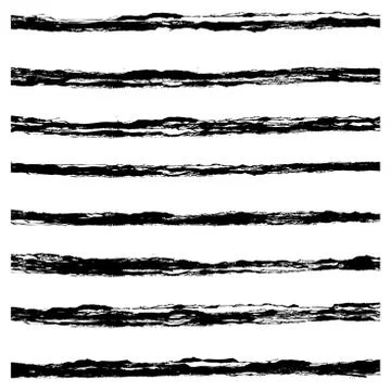 Set of Black brush strokes. Stock Illustration