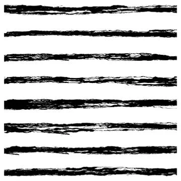 Set of Black brush strokes. Stock Illustration
