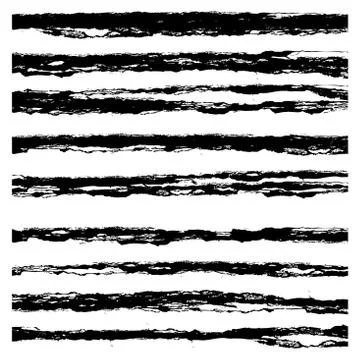 Set of Black brush strokes. Stock Illustration