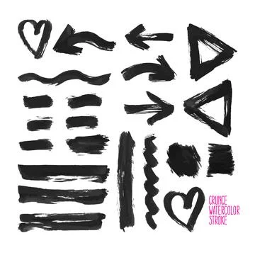 Set of black brush strokes Stock Illustration