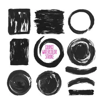 Set of black brush strokes Stock Illustration