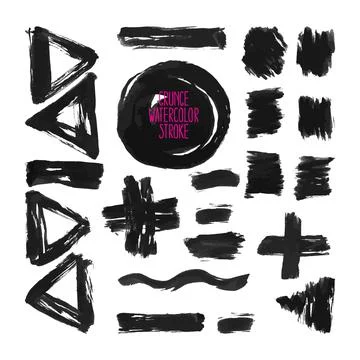 Set of black brush strokes Stock Illustration