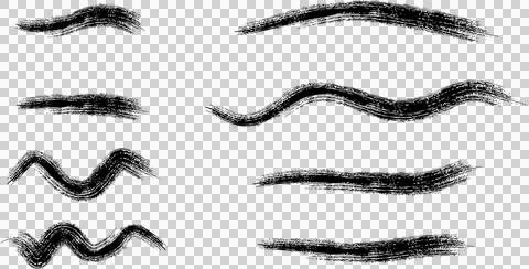 Set of black brush strokes. Isolated artistic lines and swirls Stock-Illustration