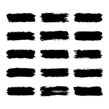 Set Black Brushstroke Paint Illustrazione stock