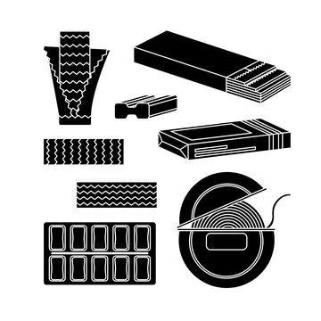 Set of black bubble gum. Simple style. Stock Illustration
