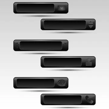 Set of black button with different symbol Stock Illustration