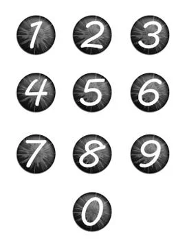 Set black buttons with numbers Stock Illustration
