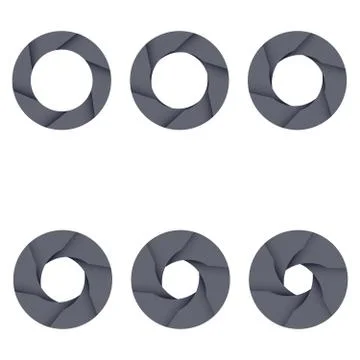 Set of black camera shutter icons on white background. Stock Illustration