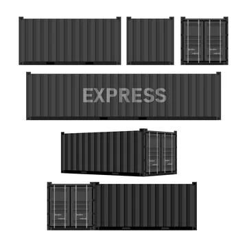 Set black cargo containers. Freight Shipping, delivery and transportation 스톡 일러스트