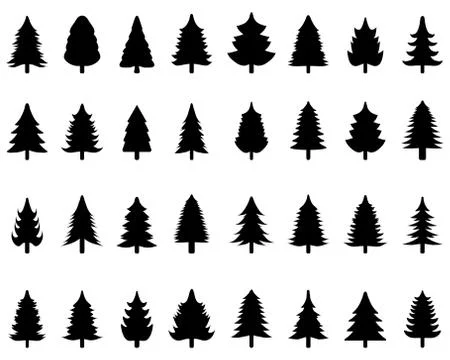 Set of black Christmas trees Stock Illustration