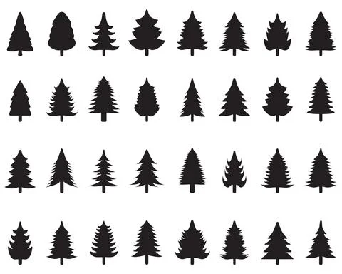 Set of black Christmas trees Stock Illustration