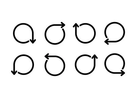 Set of black circle arrows, circular loop icon. Refresh, reload, recycle, rot Illustrazione stock