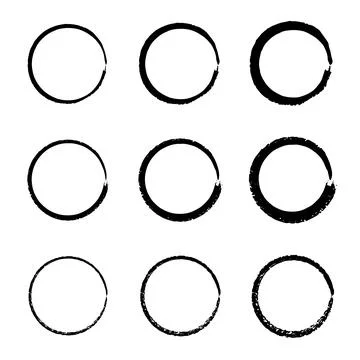 Set of black circles. Rounds scribble line circles. Doodle circles for design Stock Illustration