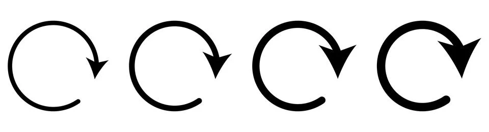 Set of black circular arrows Stock Illustration