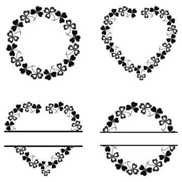 A set of black clover frames, vector illustration Stock Illustration