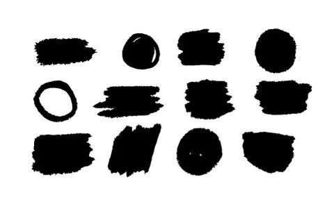Set of black color grunge frames for form decorative elements. Brush style co Stock Illustration