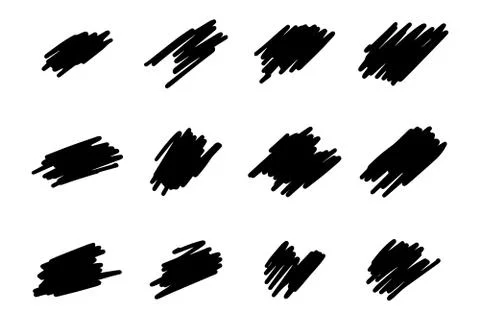 Set of black color handdrawing scribble line on white background Stock Illustration