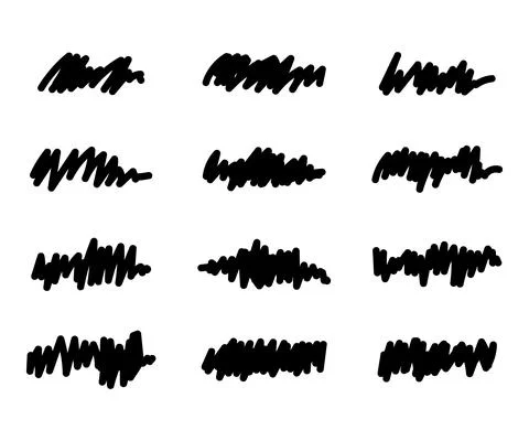 Set of black color handdrawing scribble line on white background Stock Illustration