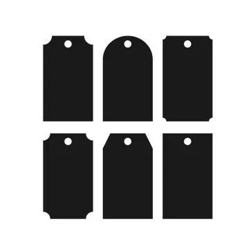 Set black colored paper tag badge Stock Illustration