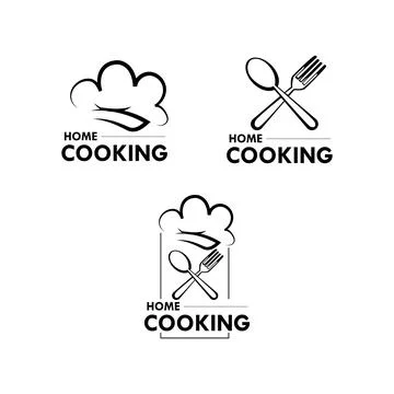Set of black cooking logo template design collection Stock Illustration