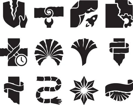 Set of black creative abstract icons and design elements Stock Illustration