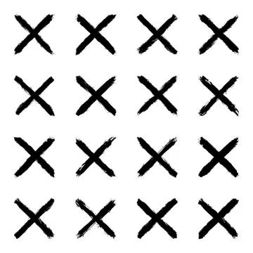 Set black cross brushstroke paint Illustrazione stock