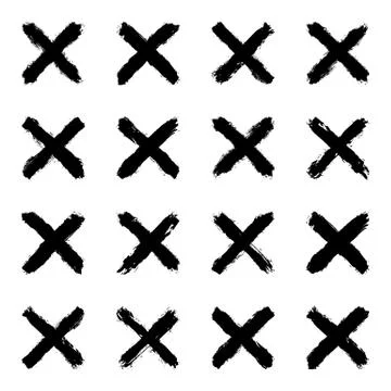 Set black cross brushstroke paint Illustrazione stock