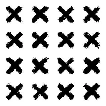 Set black cross brushstroke paint Illustrazione stock