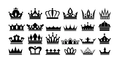 Set of black crowns vector Stock Illustration