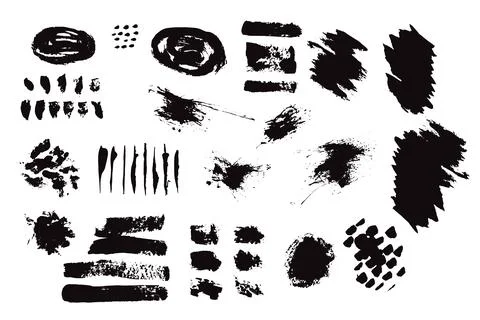 Set of black design elements grunge spots vector illustration Stock Illustration