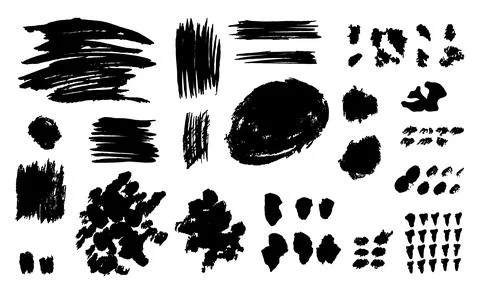 Set of black design elements grunge spots and dots vector illustration Ilustração Stock