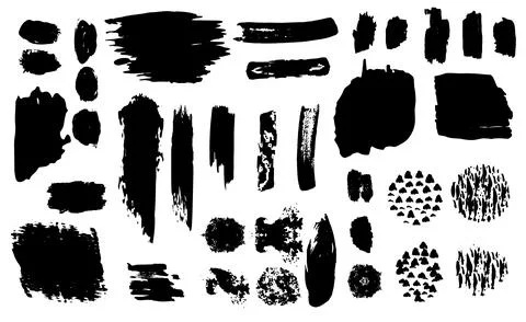 Set of black design elements grunge spots vector illustration Stock Illustration