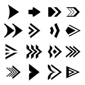 Set of black direction arrows. Direction arrows, web indication, pointer indi Stock Illustration