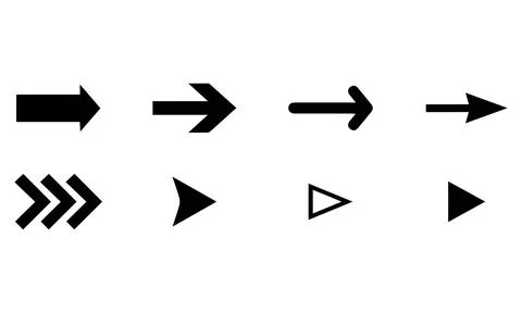 Set of Black Directional Pointer Graphics Illustrazione stock