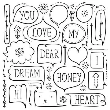 Set of black doodle bubbles for bullet journal Stock Illustration