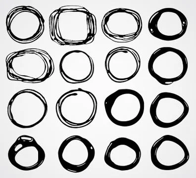 Set of black doodle circle, blob frame. Stock-Illustration