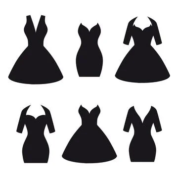 A set of black dresses of various styles Stock Illustration