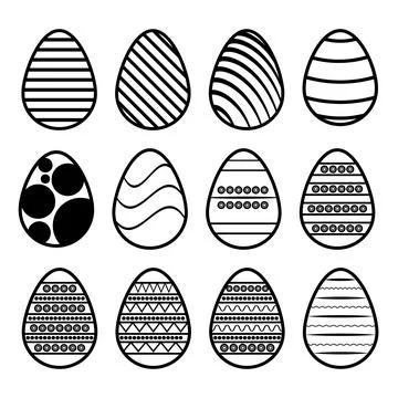 Set of black Easter eggs 스톡 일러스트