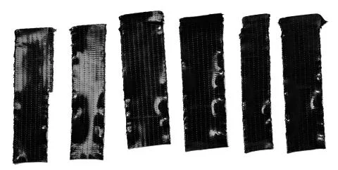 Set of black fabric tape sticker stripes on white background. Stock Photos