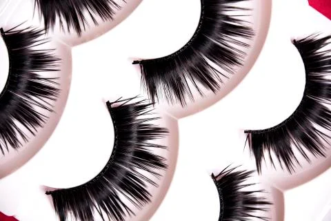 Set of black false eyelashes in box Stock Photos