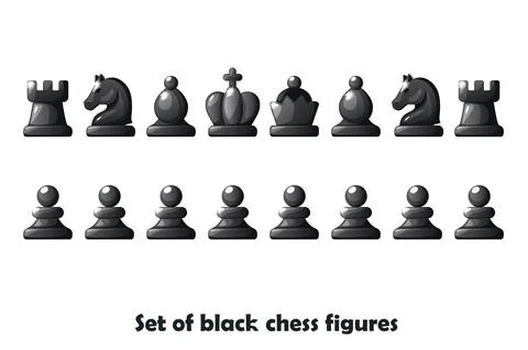 Set black figures for chess strategy board game, vector symbol Illustrazione stock