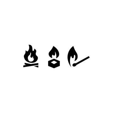 Set of black fire icons. Vector illustration eps 10 Stock Illustration