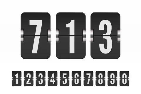 Set of black flip numbers on a mechanical scoreboard. Vector template for your Stock Illustration