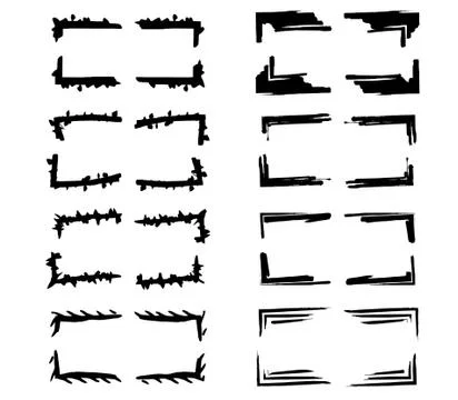 Set of black frames. Collection of rectangle borders. Bundle of elements. Vec 스톡 일러스트
