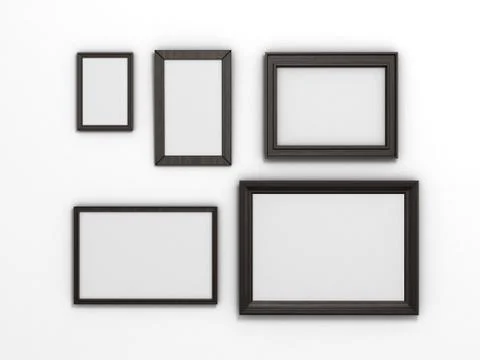 Set of black frames of different sizes on a white background Stock Illustration